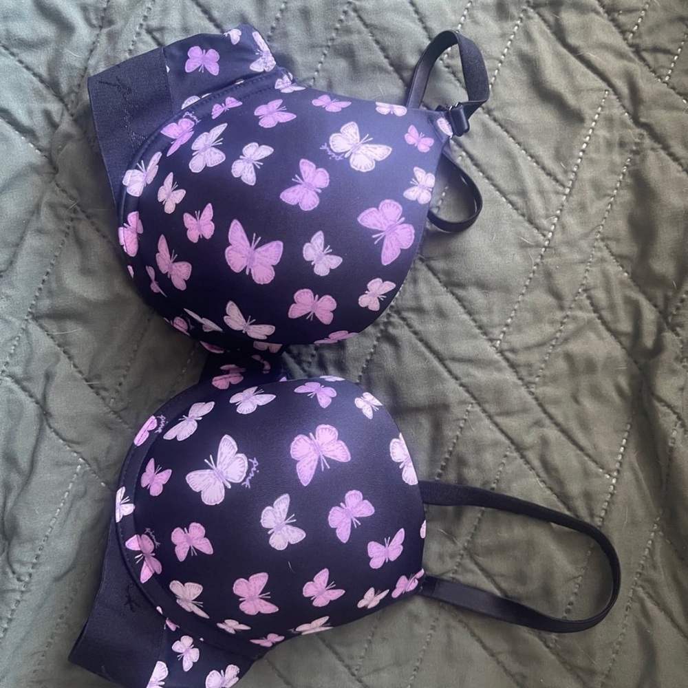 Purple Butterfly Print Bra